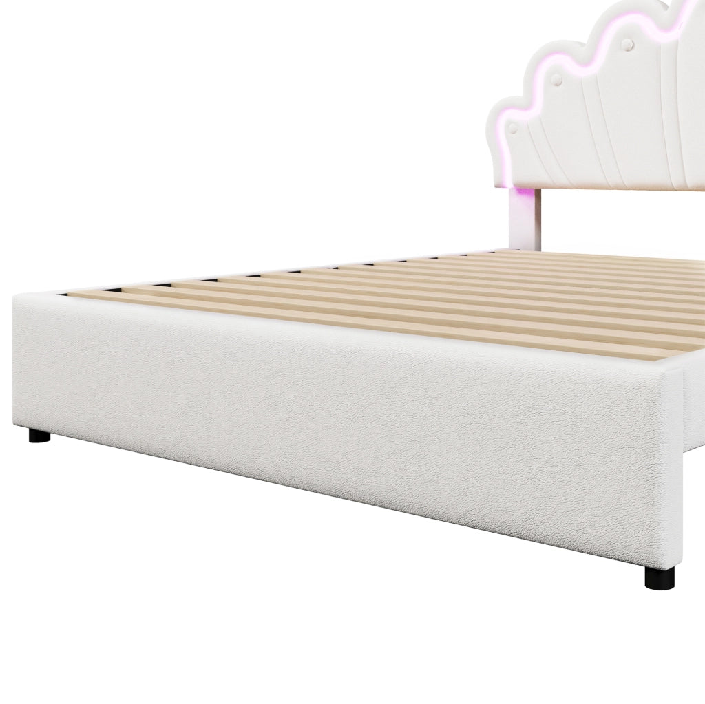 Letto imbottito 140 x 200 cm con LED, cassetti e testiera regolabile