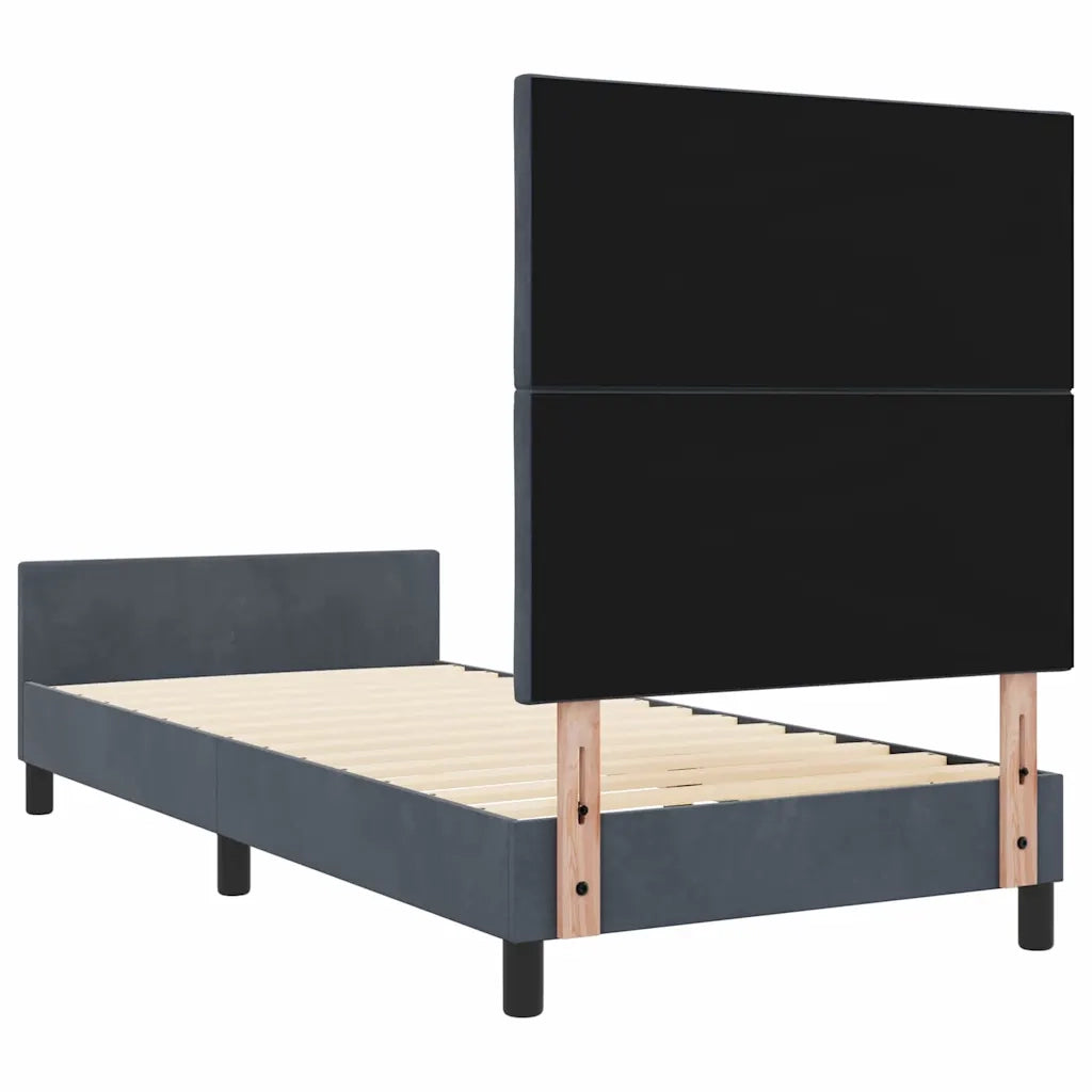 Letto a molle con testiera-Rete con Testiera Grigio scuro 100 x 200 cm Velluto 908977
