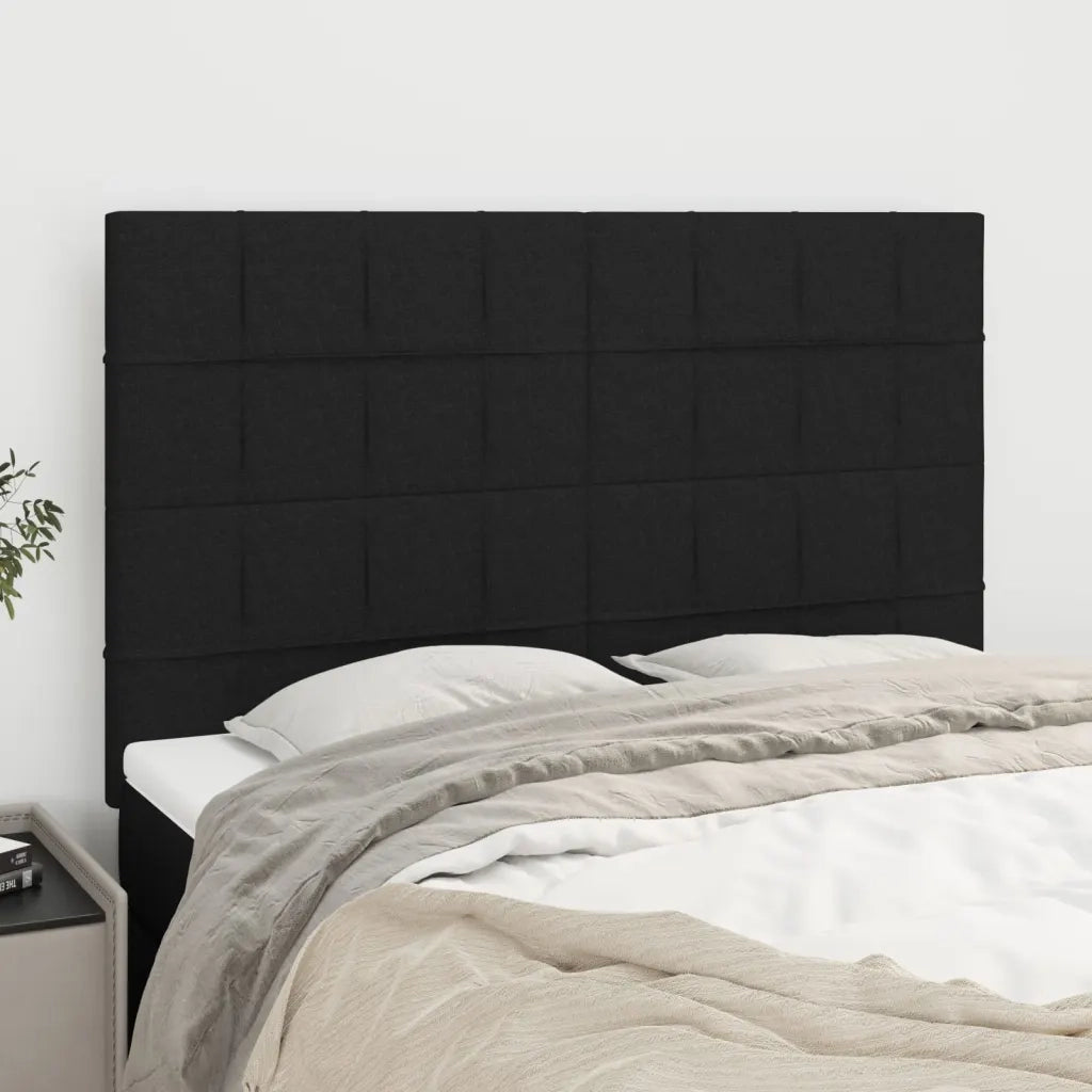Testiera-Testata-Testiera Decorativa Nera 144x5x118/128 cm Tessuto 139667