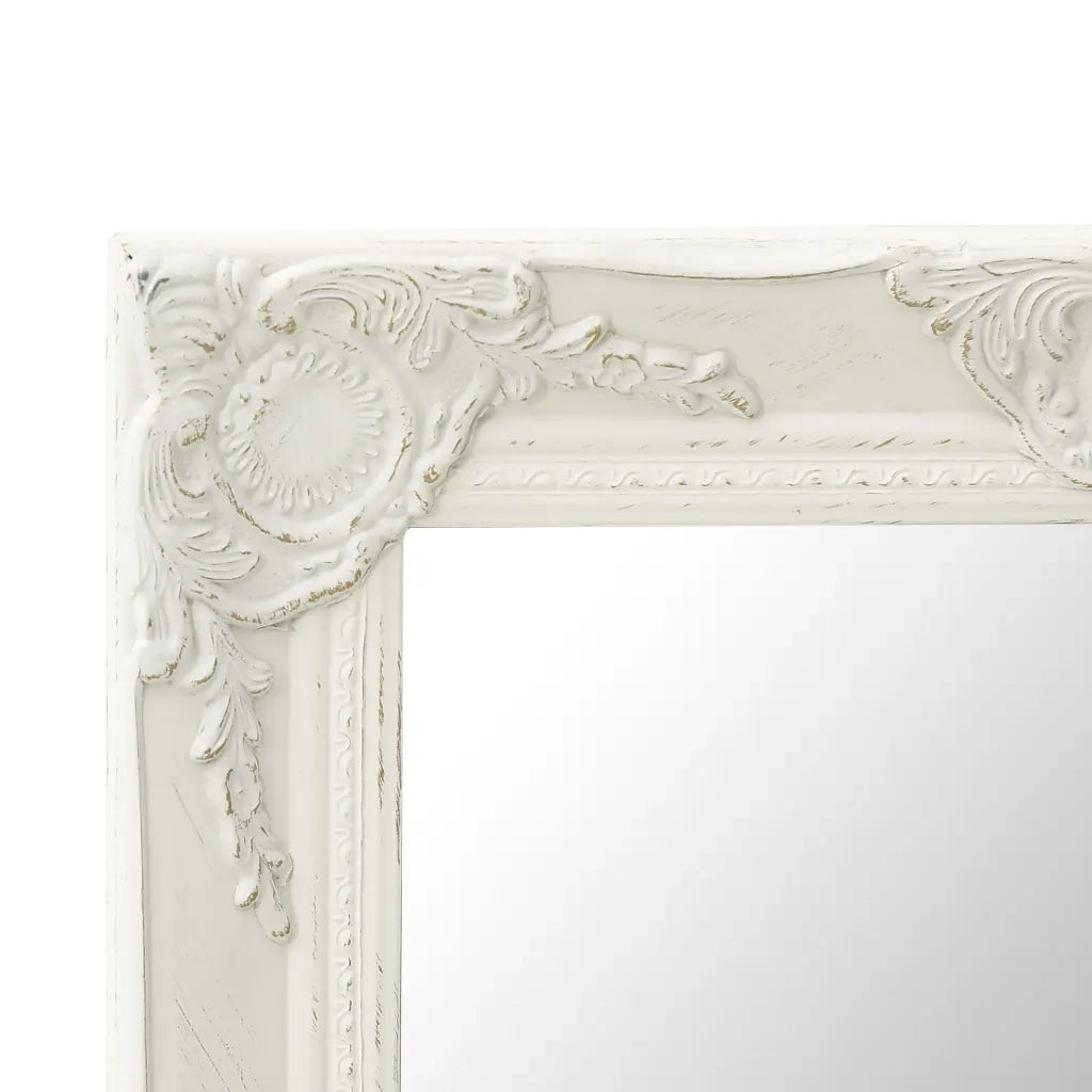 Specchio da Parete Stile Barocco 50x40 cm Bianco 320308