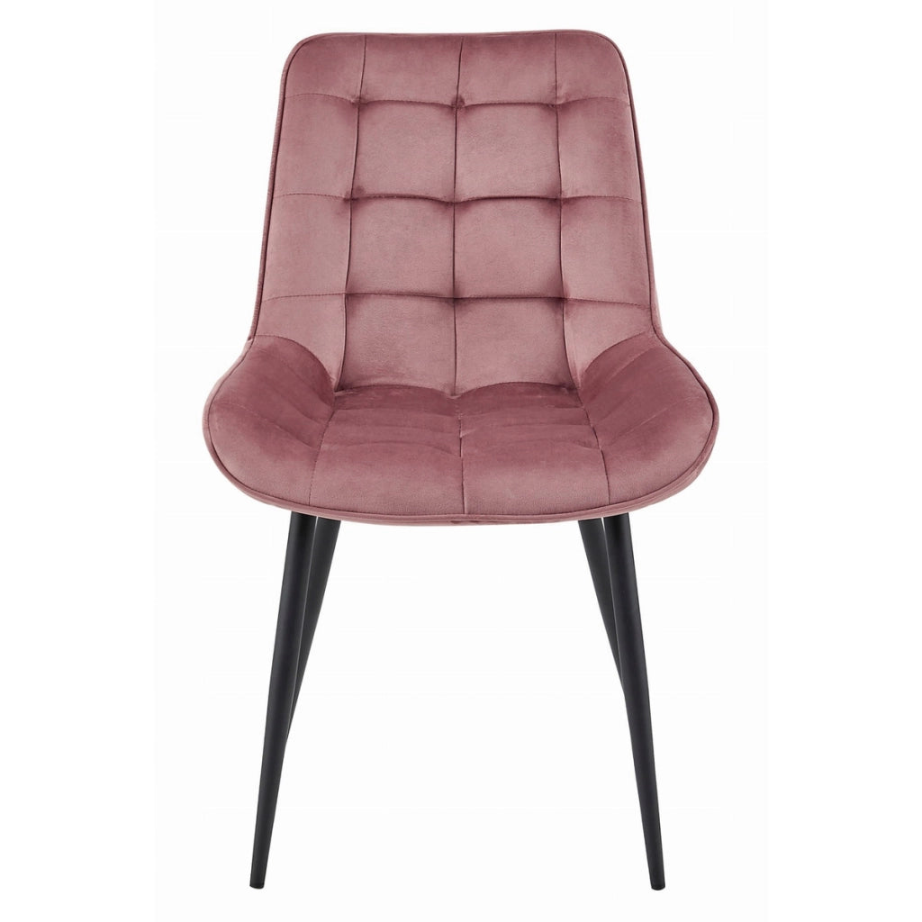 Set di 3 Sedie Bera in Velluto Rosa Antico e Metallo Nero