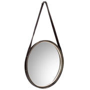 Specchio in legno e corda in similpelle marrone, D41x2,5h cm