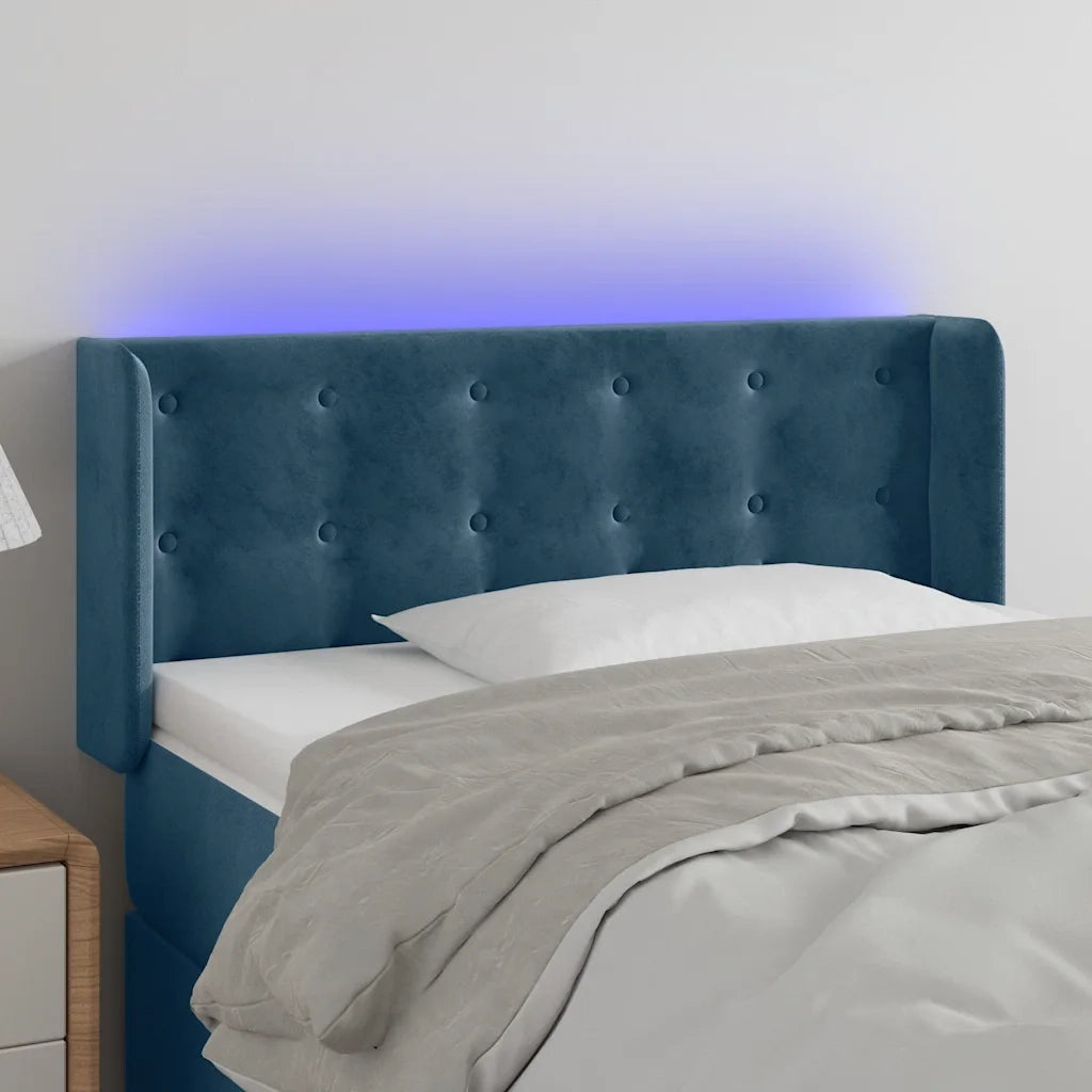 Testiera a LED-Testata con LED Blu Scuro 83x16x78/88 cm in Velluto 715640