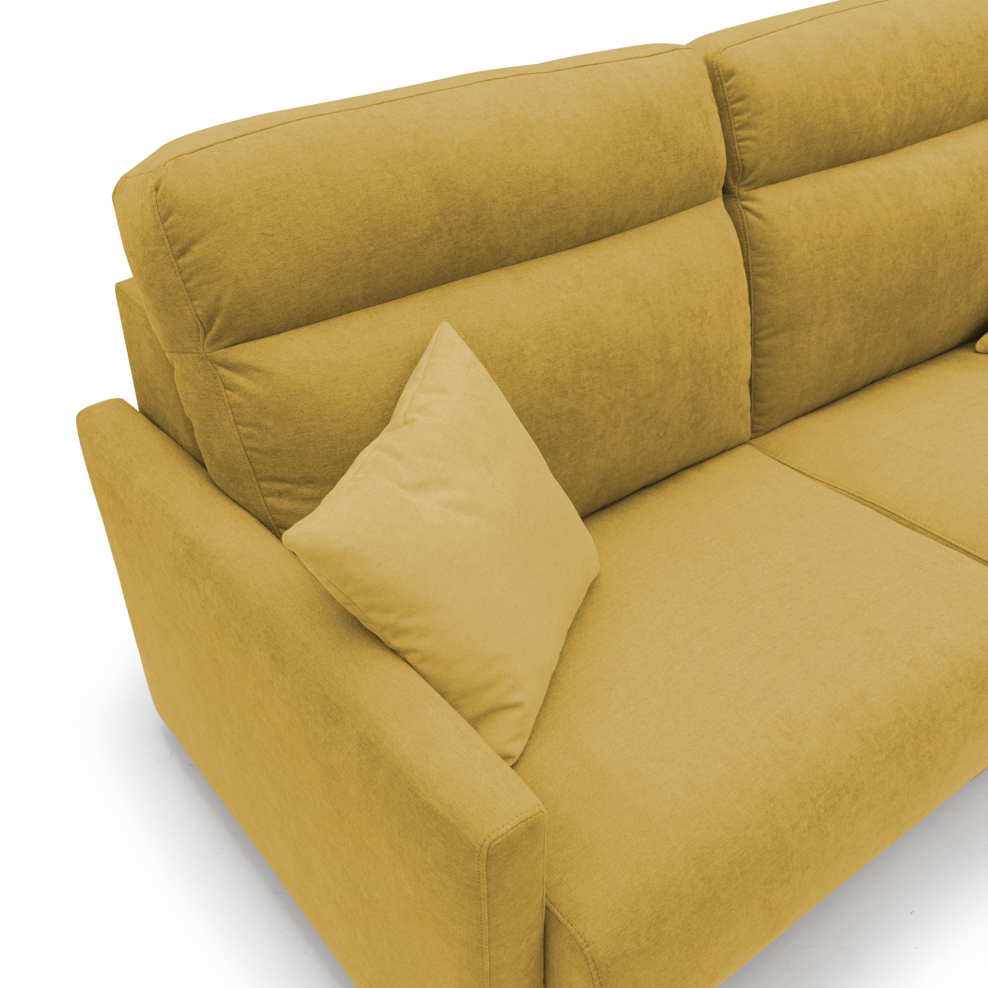 Margot Divano letto matrimoniale con schienale morbido alto in tessuto T02 156 cm (mat.120x197) giallo