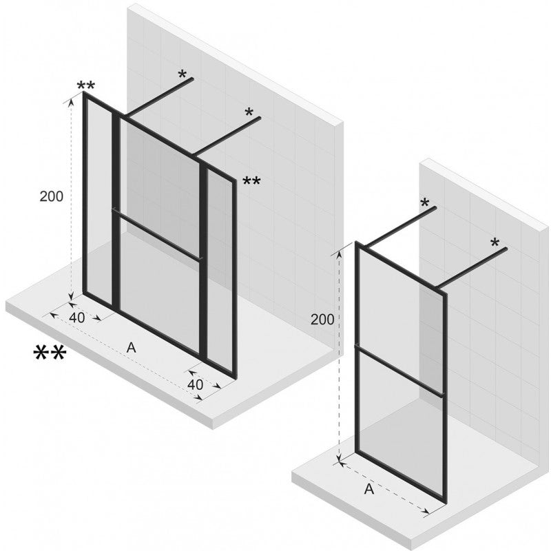 Parete doccia walk-in LUCID 401 RIHO 120x200 cm