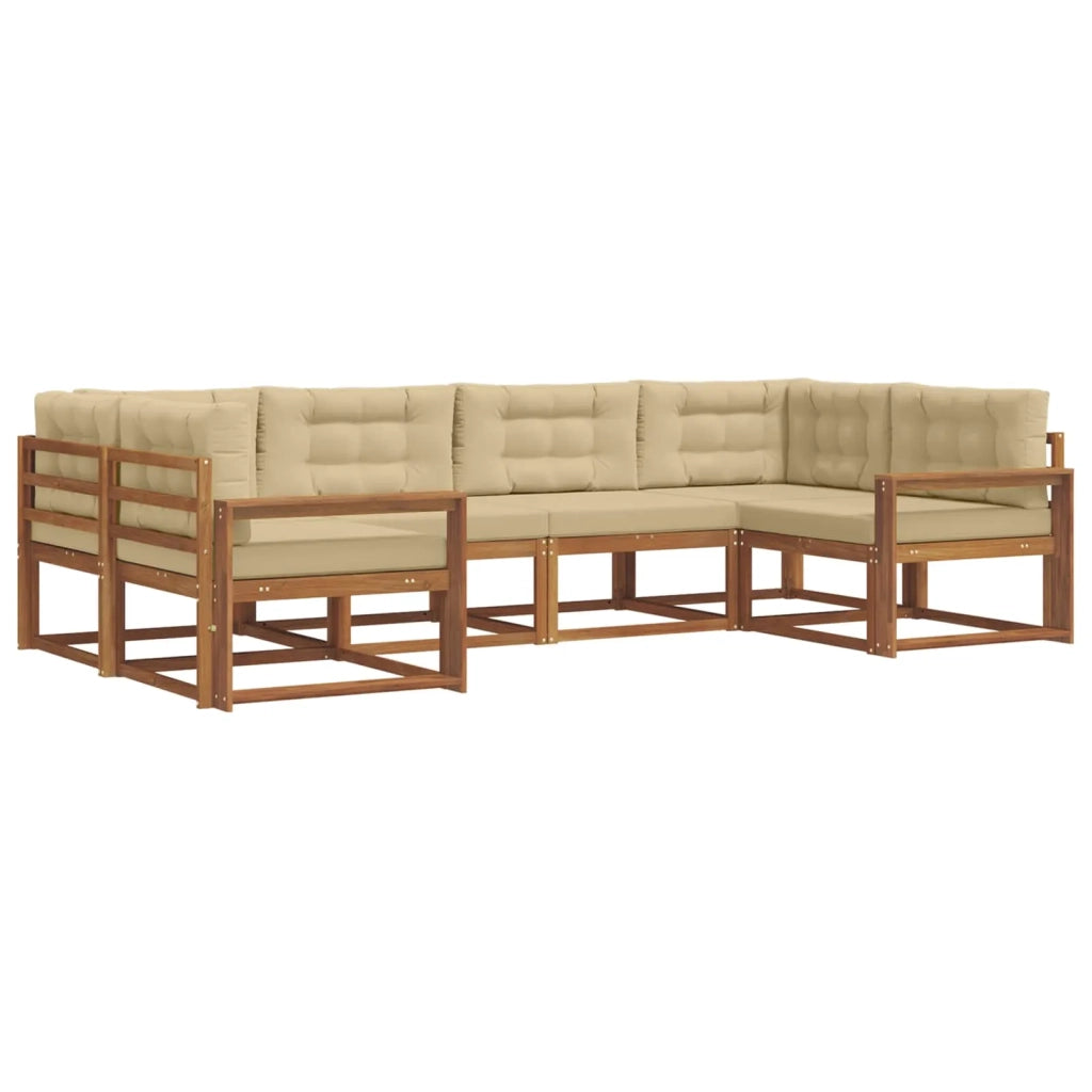 Set di divani da esterno con cuscino 6 pcs Naturale e Beige