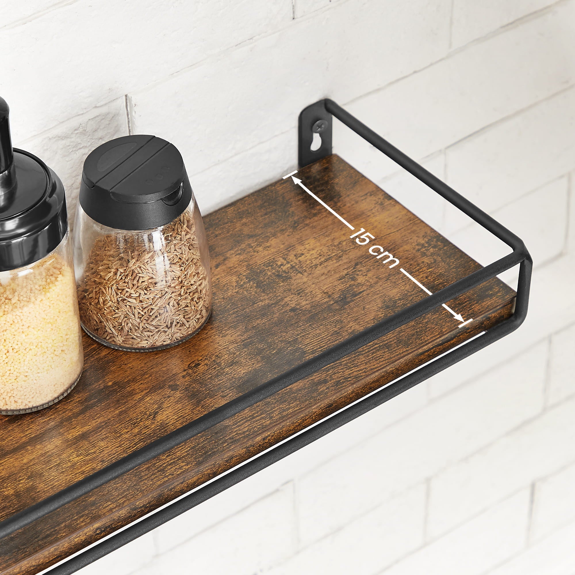 Mensole da parete rustiche VALORA per soggiorno, ufficio, set di 2 LWS441B01