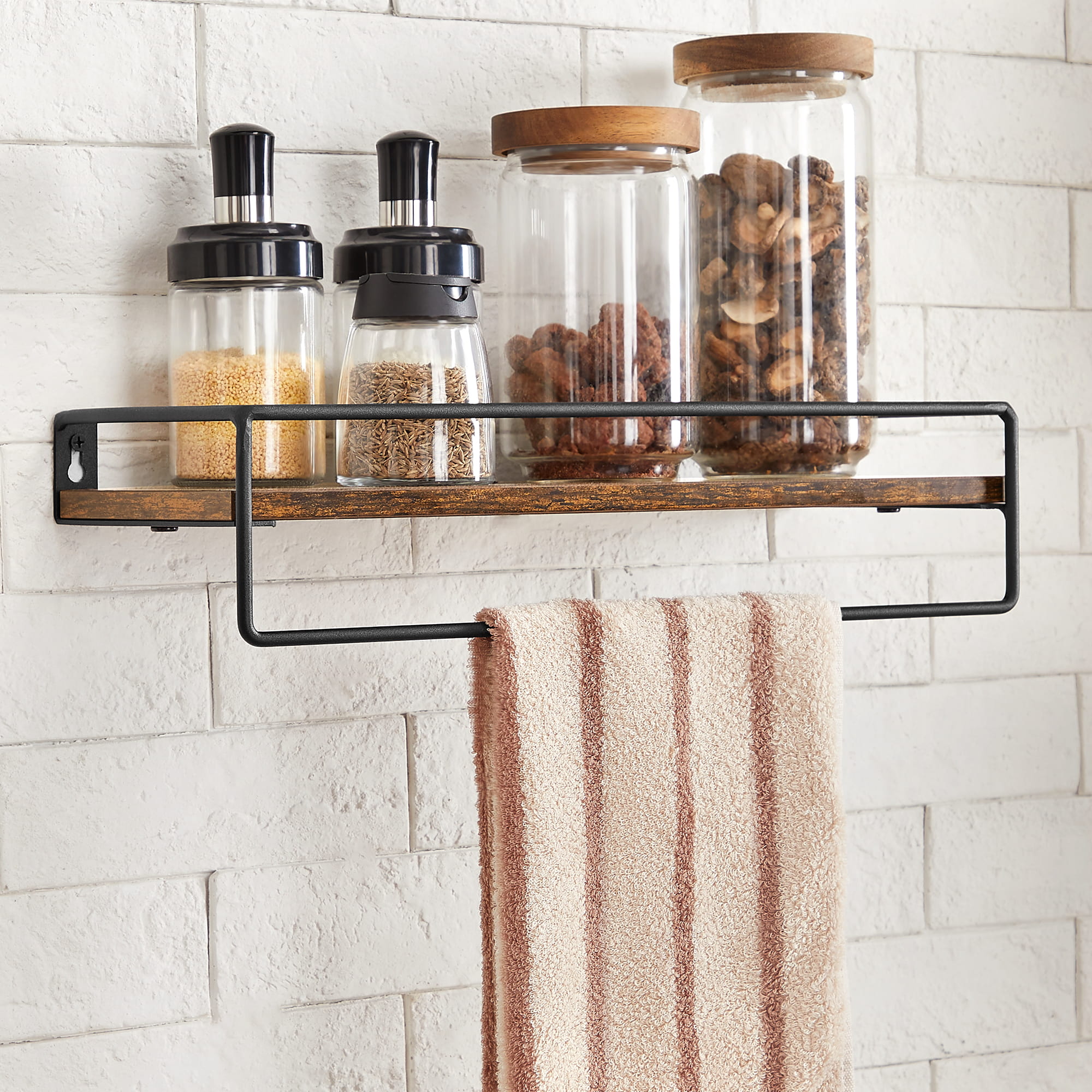 Mensole da parete rustiche VALORA per soggiorno, ufficio, set di 2 LWS441B01