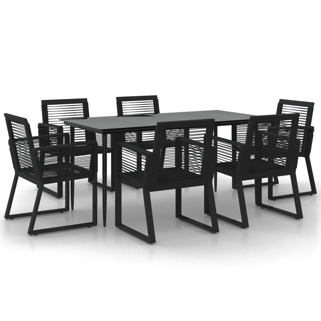 Set da Pranzo da Giardino 7 pz Nero in Rattan PVC