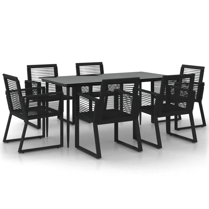 Set da Pranzo da Giardino 7 pz Nero in Rattan PVC