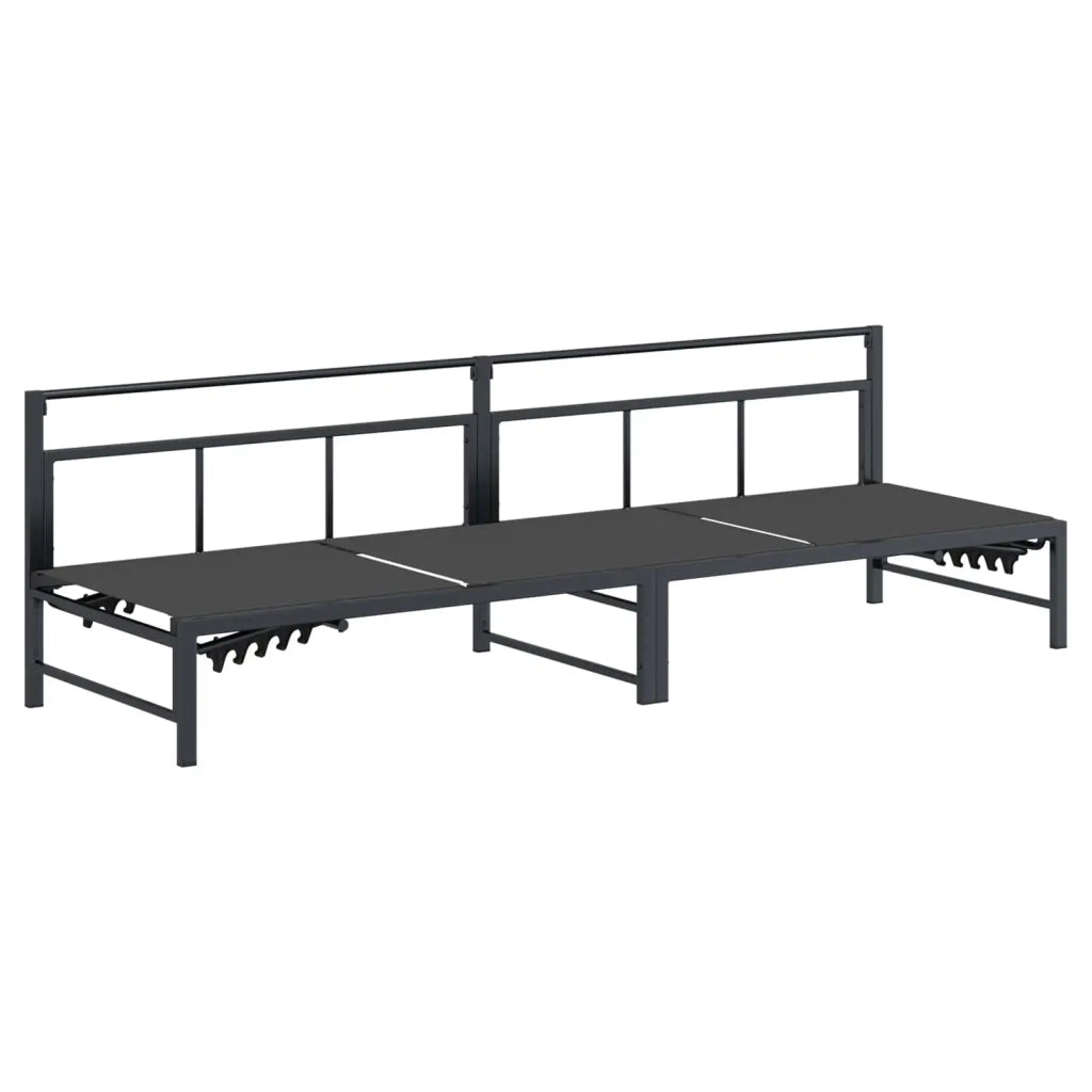 Lettino Lettino sole | Sdraio da giardino | Lettino da sole per 3 Persone Nero 200 x 62 x 59,5 cm Textilene