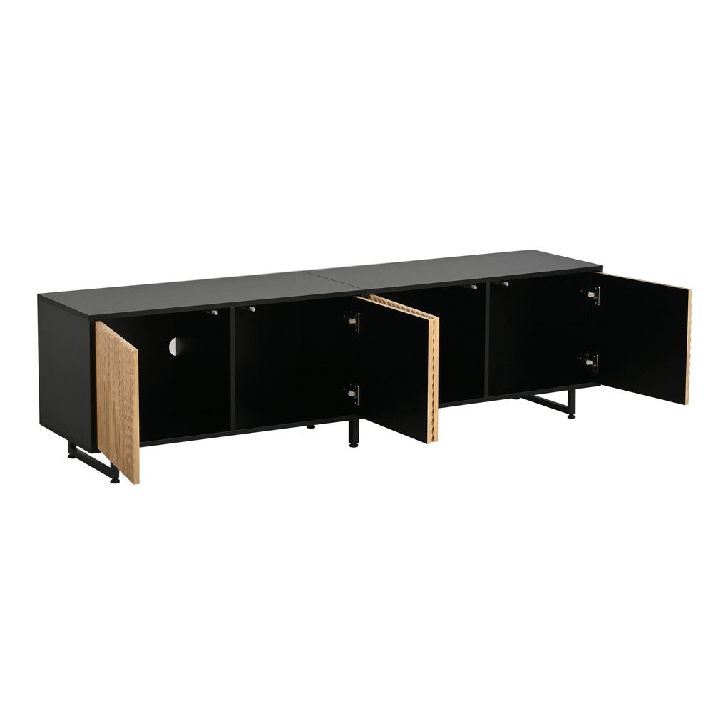 Mobile TV con 4 Ante per Soggiorno ¨C Xylo ¨C Legno Naturale e Nero, 180x40x50 cm