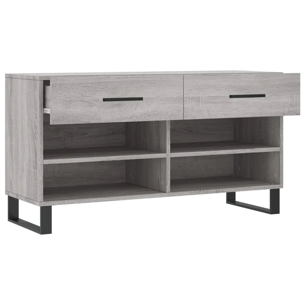 Panca Porta Scarpe-Sgabello-Panca Scarpiera Grigio Sonoma 102x35x55 cm Legno Multistrato 590047