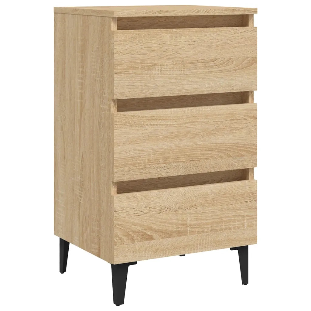 Comodino con Gambe in Metallo Rovere Sonoma 40x35x69 cm 805911