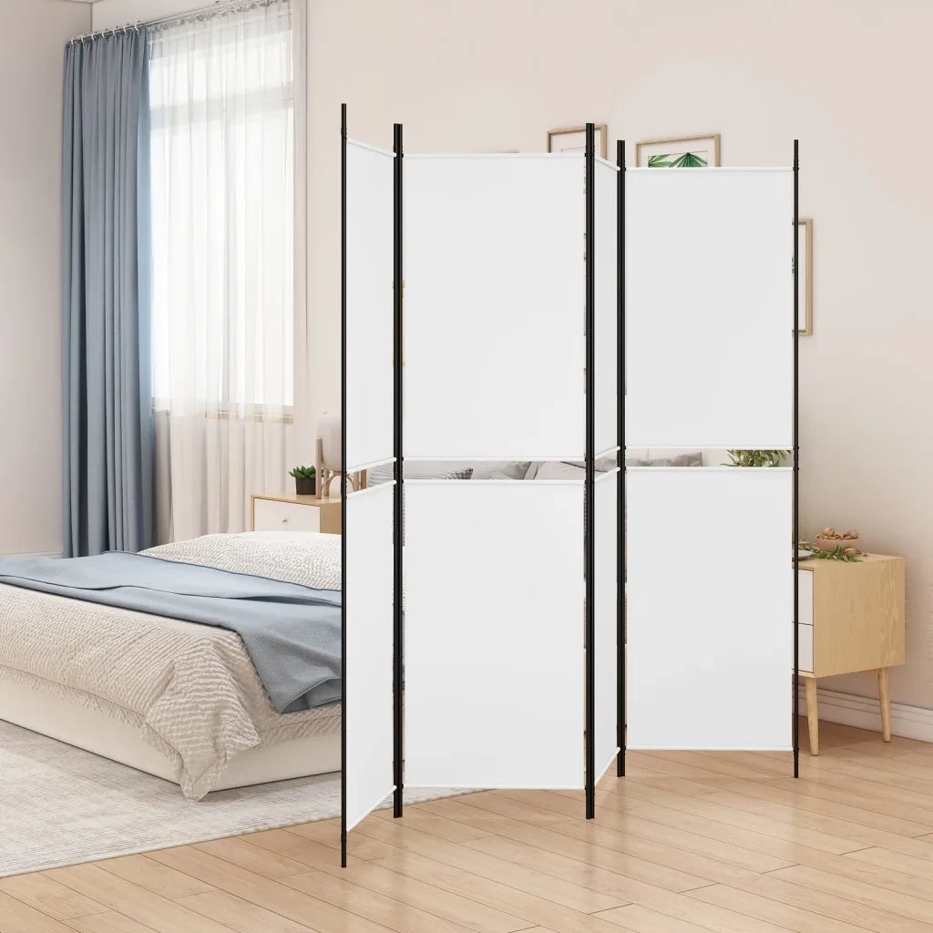 Divisorio Ambienti | Divider per stanze | Paravento a 4 Pannelli Bianco 200x200 cm Tessuto