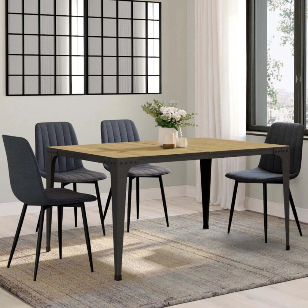 Tavolo da pranzo rettangolare NELLY 8 persone legno e nero design industriale 150 cm