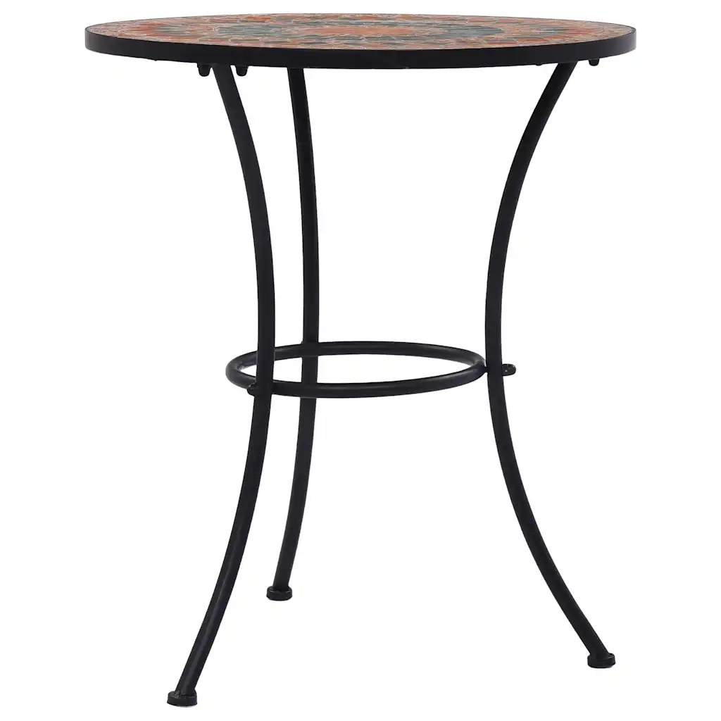 Tavolino da Giardino | Tavolino da Bistrot con Mosaico Arancio/Grigio 60cm in Ceramica
