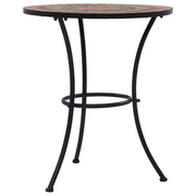 Tavolino da Giardino | Tavolino da Bistrot con Mosaico Arancio/Grigio 60cm in Ceramica