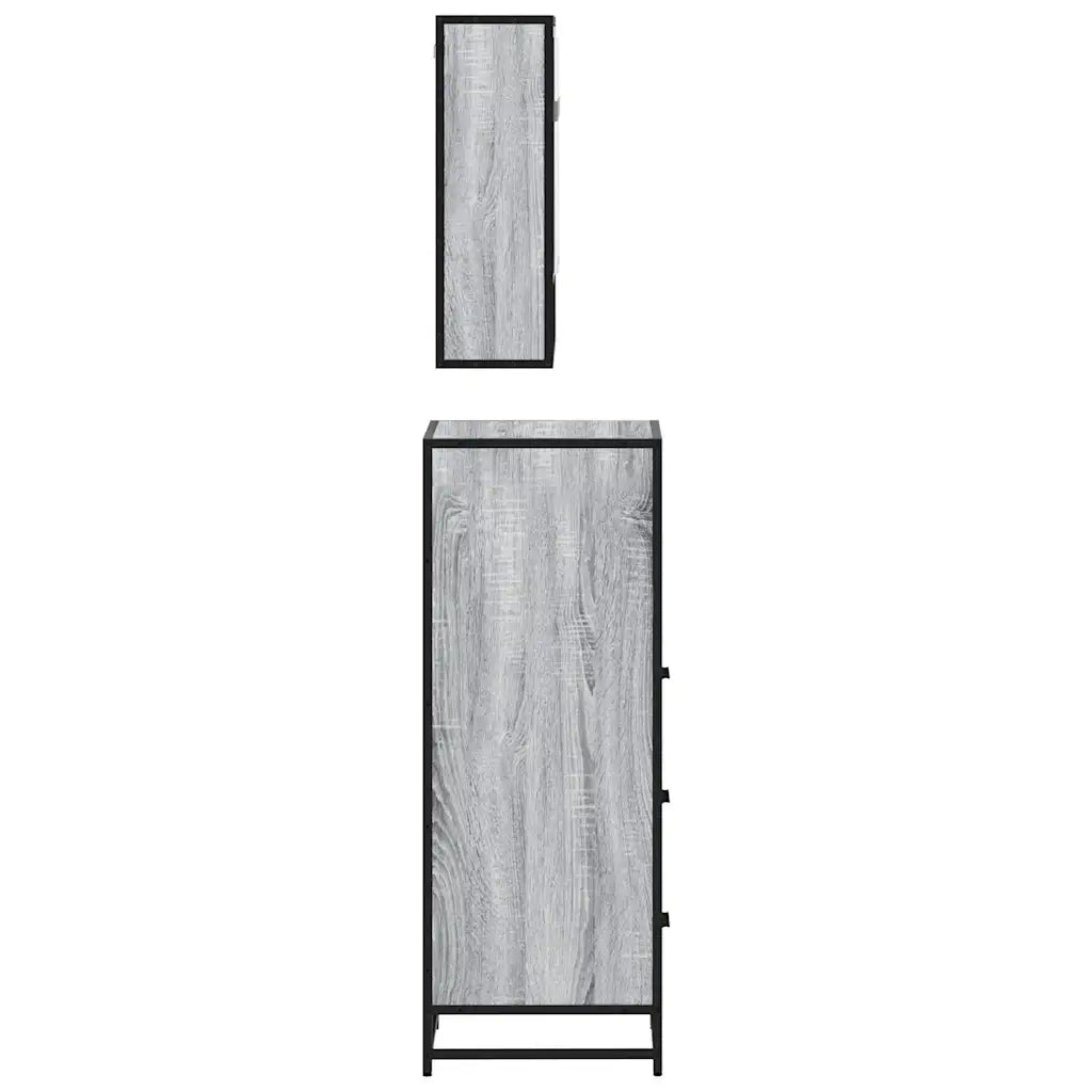 Set Mobili da Bagno 3 pz Grigio Sonoma in Legno Multistrato