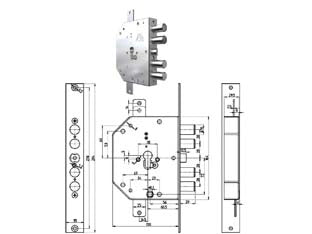 SERRATURA TRIPL. APPLIC. C/SCR. CIL. EU. A INGRAN. BLIND. 2155 PE GEAR- - mm.60 DX (2155G-01) - 1 pezzi CR