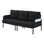Divano lineare 3 posti - con tasca laterale e schienale ergonomico - in corduroy nero