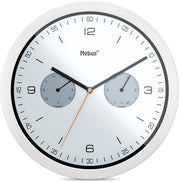Orologio da muro con termometro e igrometro a cristallo / Materiale: Plastica / Forma: Circolare / Modello: 16101 / Dimensione: 26 cm di diametro