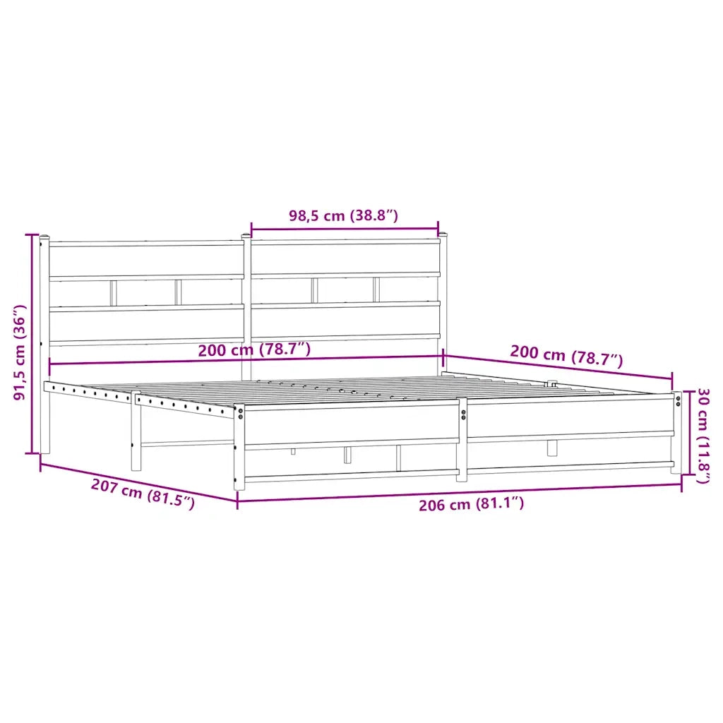 Giroletto senza Materaso in Metallo Rovere Fumo 200x200 cm 3308489