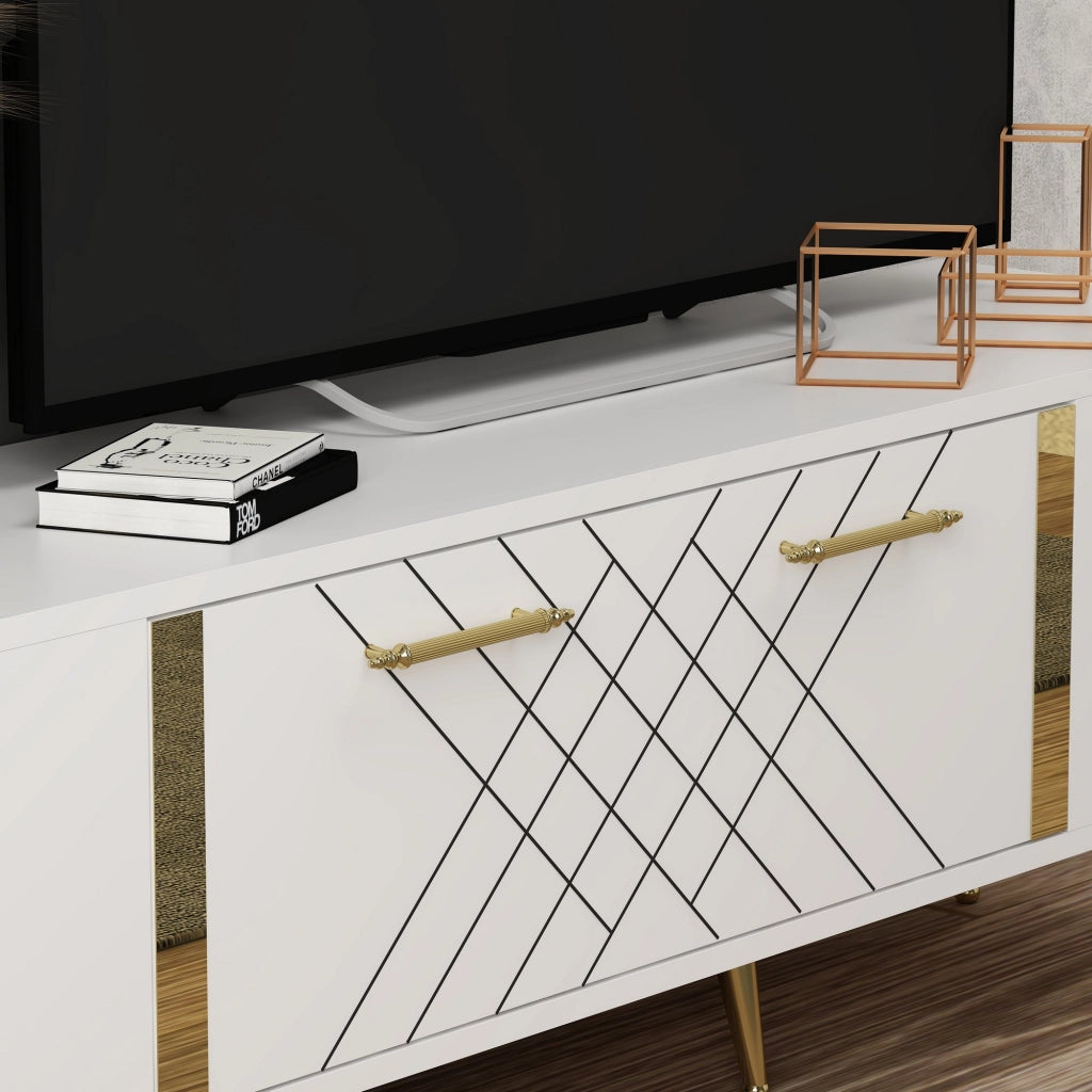 Porta TV in legno "Detas" - 150 x 35 x 48 cm - Oro