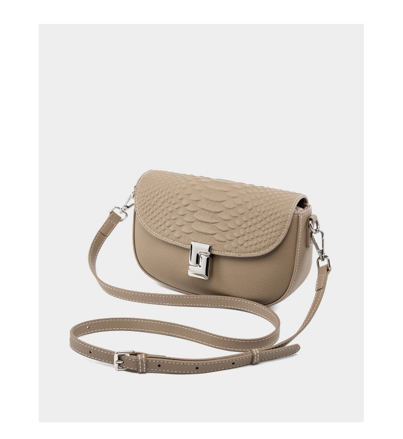 Borsa a tracolla da donna in vera pelle, grande capacit¨¤, piccola borsa quadrata, grigia