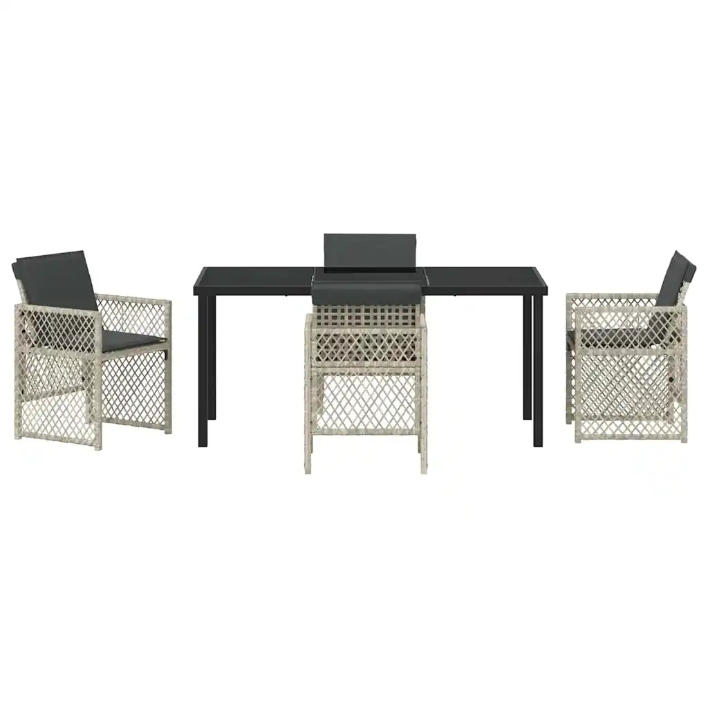Set da Pranzo per Giardino 5 pcs Grigio chiaro polyrattan