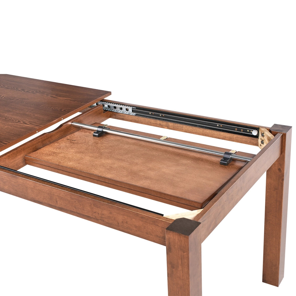 Tavolo da pranzo allungabile in legno di frassino scuro MDF Rubber Wood 160/240 x 90 cm Gambe in legno Piano rettangolare impiallacciato