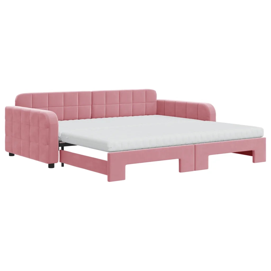 Divano Letto Estraibile con Materassi Rosa 100x200 cm Velluto 3196963