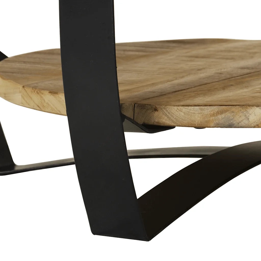 Tavolino da CaffÃ¨ in Legno Massello Grezzo di Mango 65x32 cm