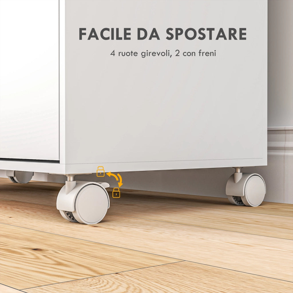Mobile Asse da Stiro con Piano d'Appoggio e 3 Ripiani ¨C Zephmum ¨C Bianco 127x42.5x99cm