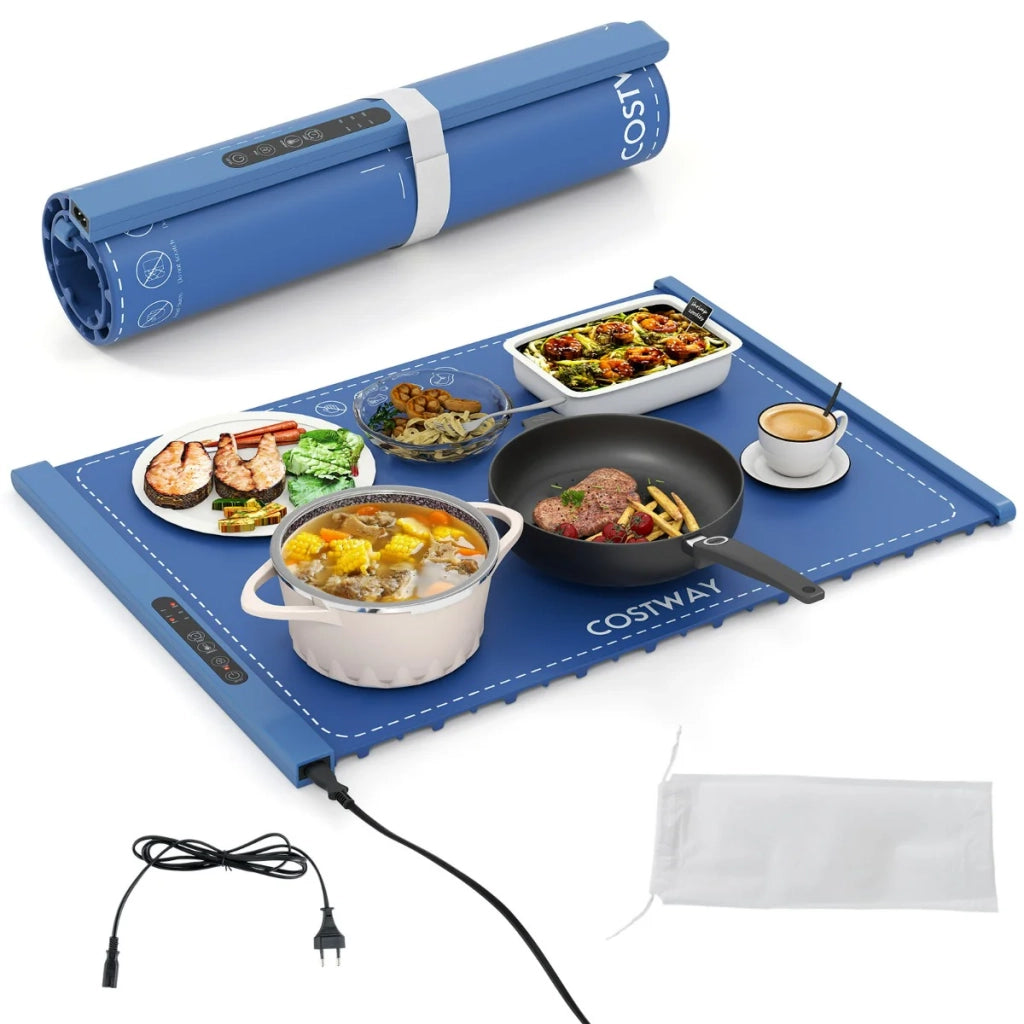 Tappetino riscaldante elettrico portatile per alimenti 60 x 44 x 2 cm riscaldamento rapido sicuro per i bambini silicone blu 20_0014202