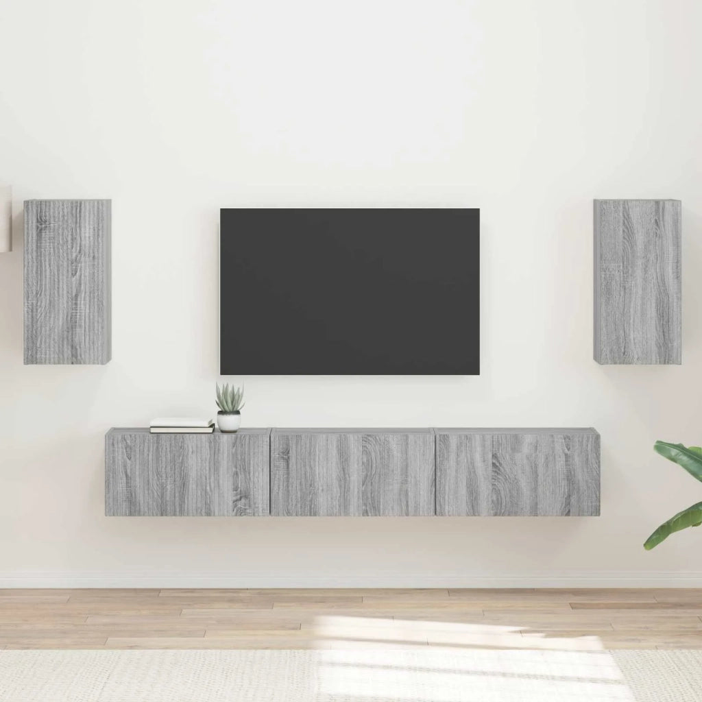 Set mobile TV 5 pcs Grigio Sonoma Legno multistrato
