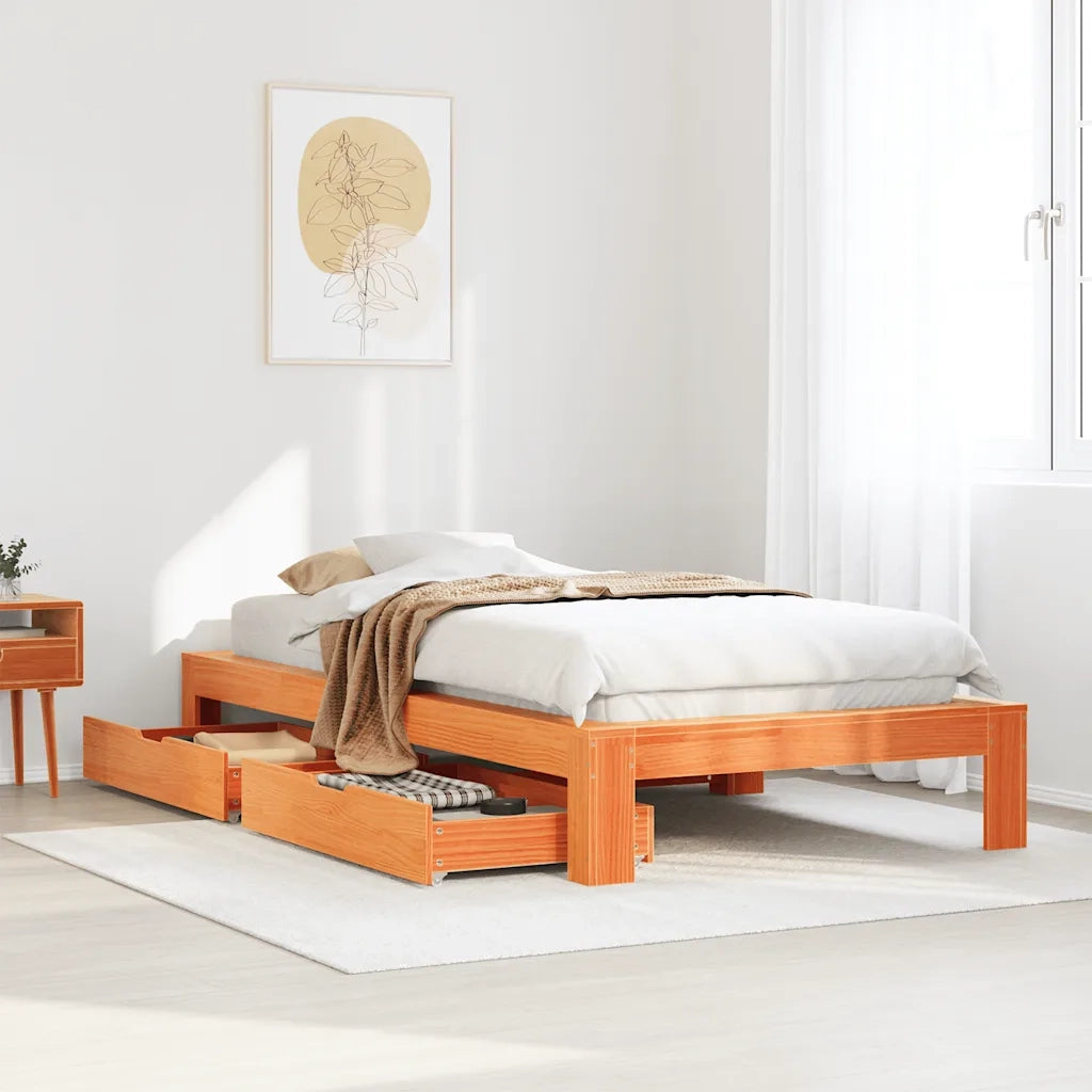 Giroletto senza Materasso-Struttura Letto Marrone Cera 90x200 cm Massello Pino 438348