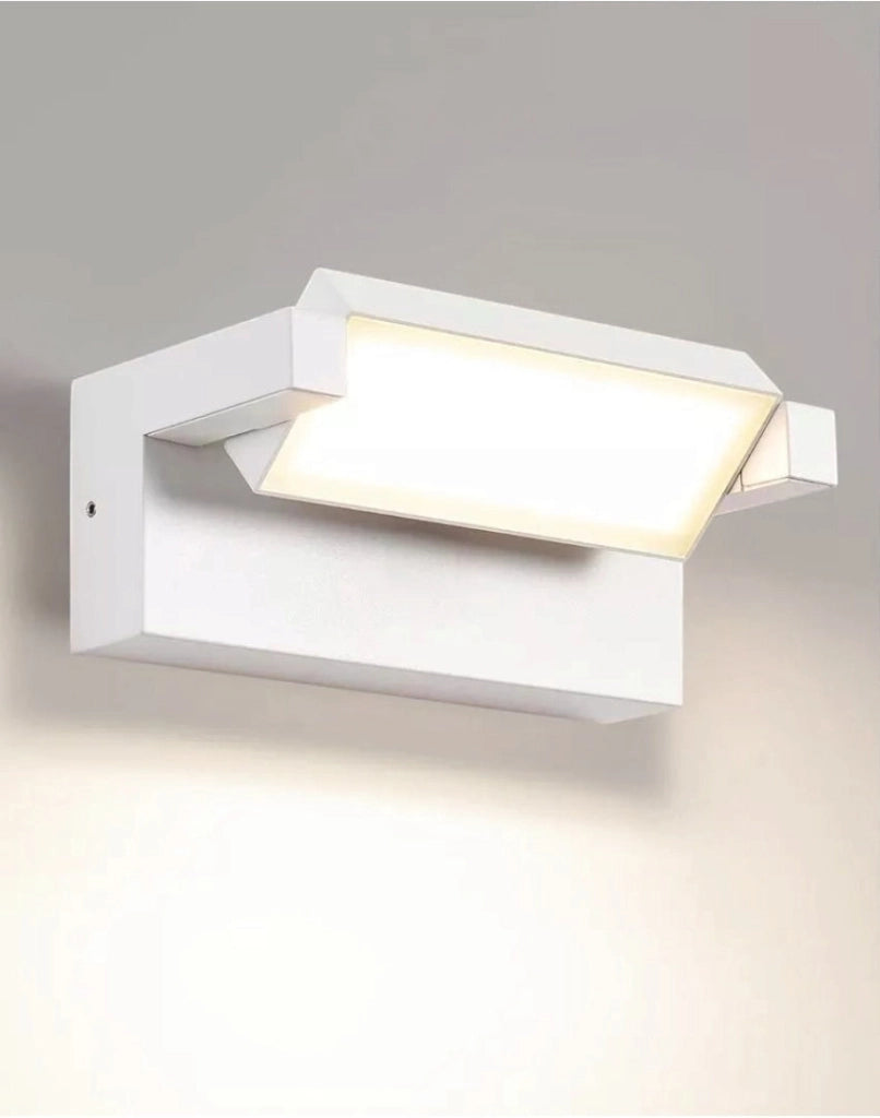 Applique Bianco a LED da Esterno 21W IP65, Lampada a Parete Orientabile, 1800 Lumen, Alluminio e Vetro, CCT switch Luce calda, fredda, naturale