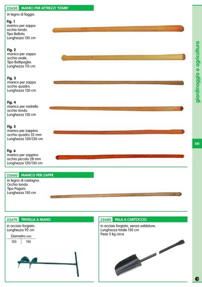 10pz manico faggio per zappa batt. stark 115 cm o o fig.2 cod:ferx.25982