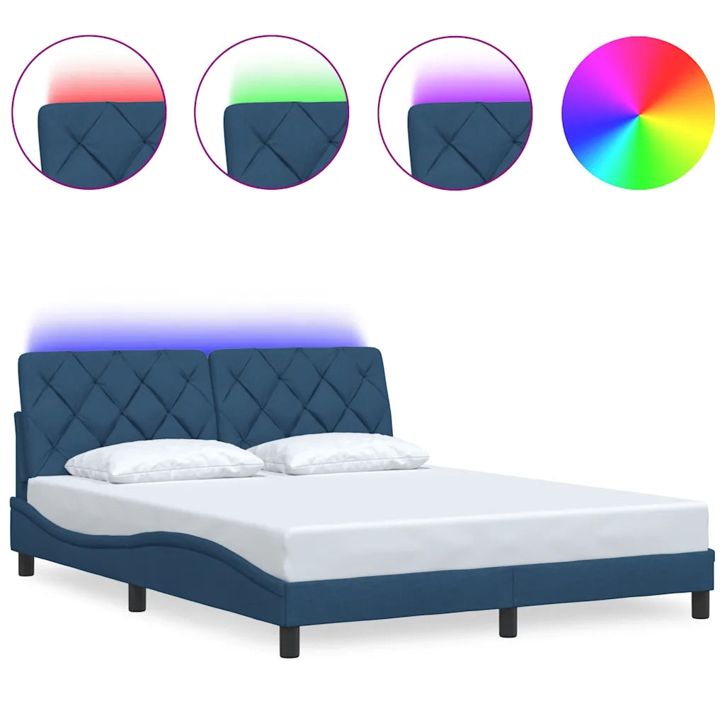 Giroletto con LED senza Materasso Blu 160x200 cm in Tessuto