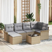 Set Divano da Giardino con cuscino 7 pcs Beige Poly Rattan 3354109
