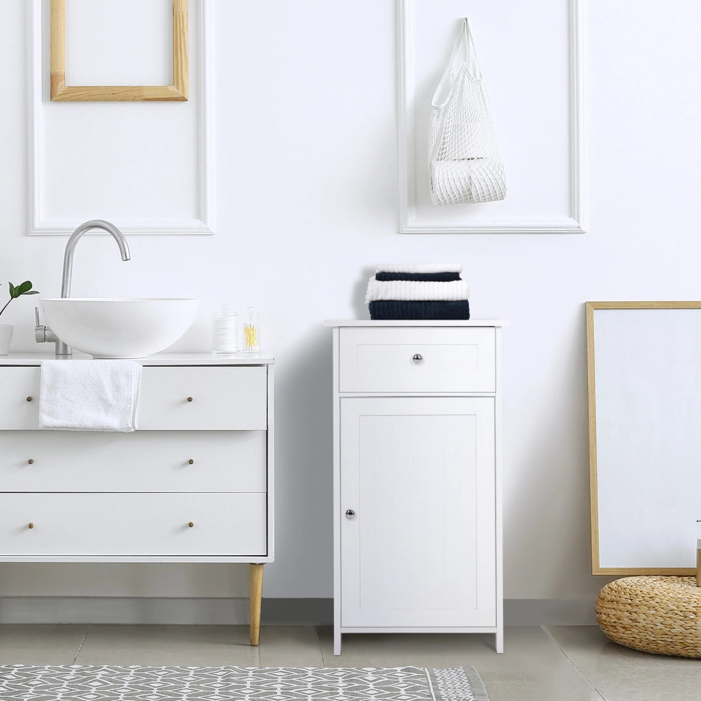 Mobiletto Armadietto 2 Cassetti, Mobile Bagno Design Anti-Ribaltamento da Bagno in MDF, 43x34x77 cm, Bianco