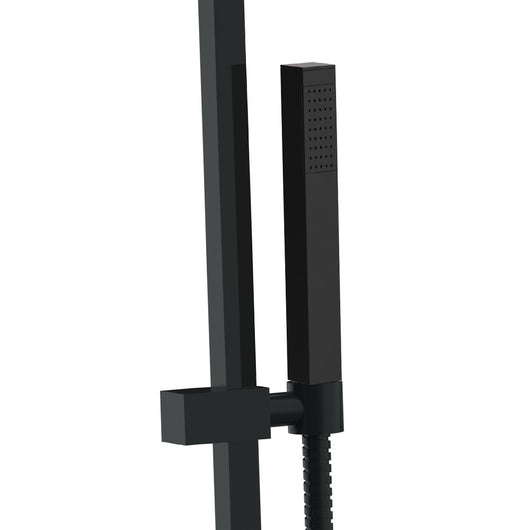 Saliscendi quadro con doccetta e flessibile nero opaco