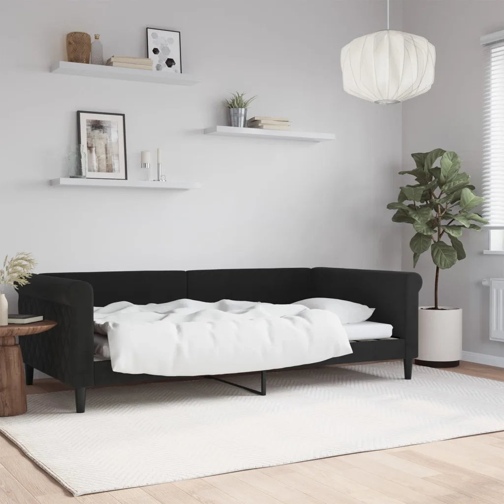 Letto singolo | Letto per adulti | Letto da Giorno Nero 100x200 cm in Velluto