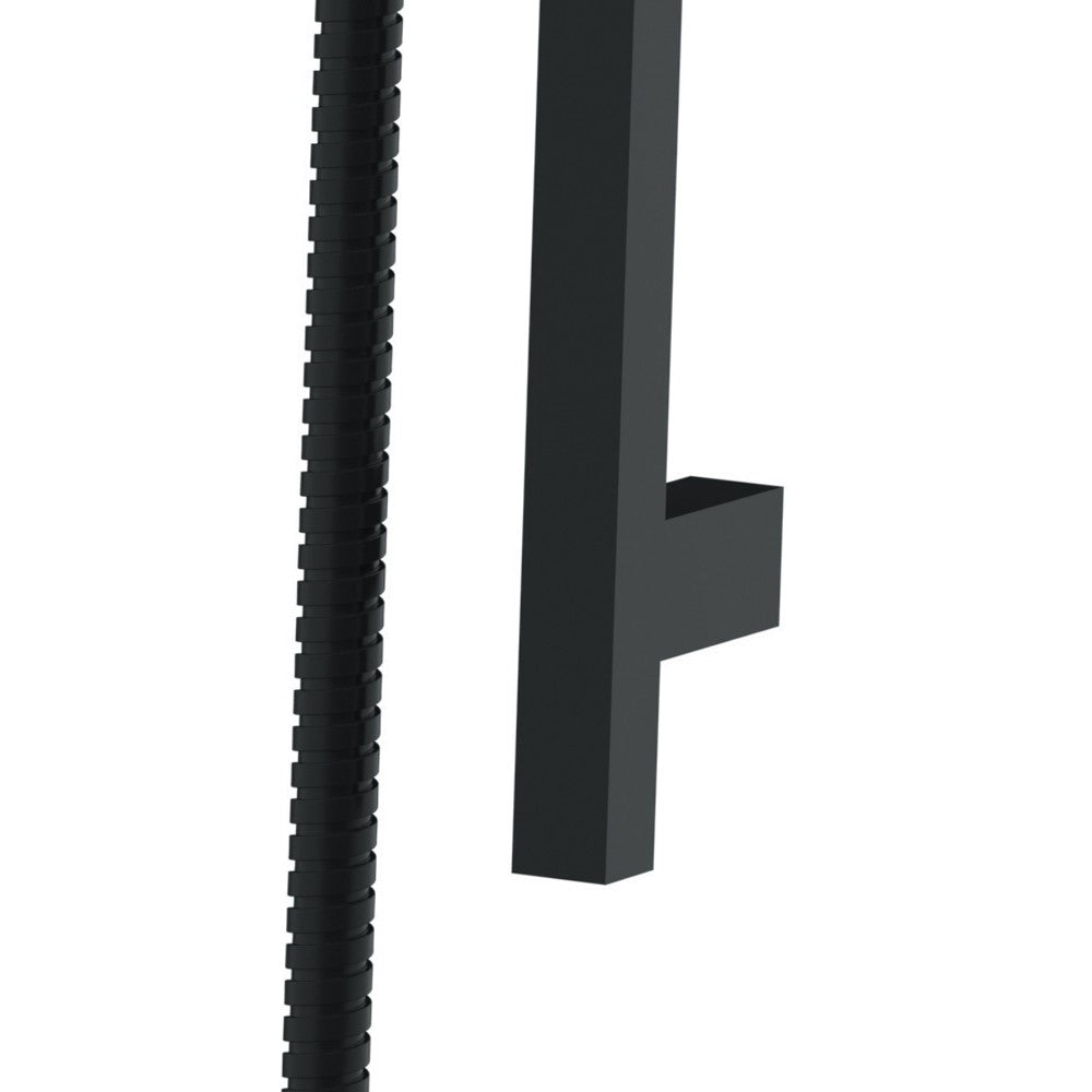 Saliscendi quadro con doccetta e flessibile nero opaco