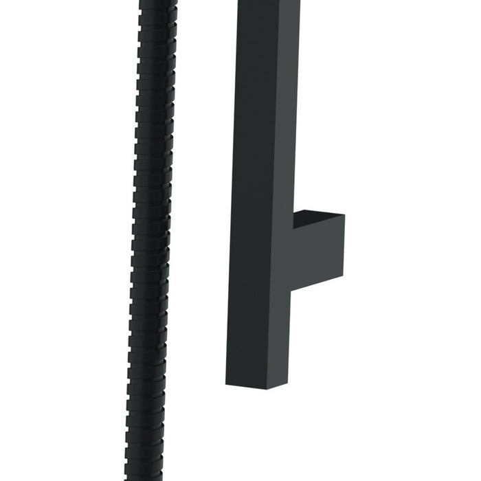 Saliscendi quadro con doccetta e flessibile nero opaco