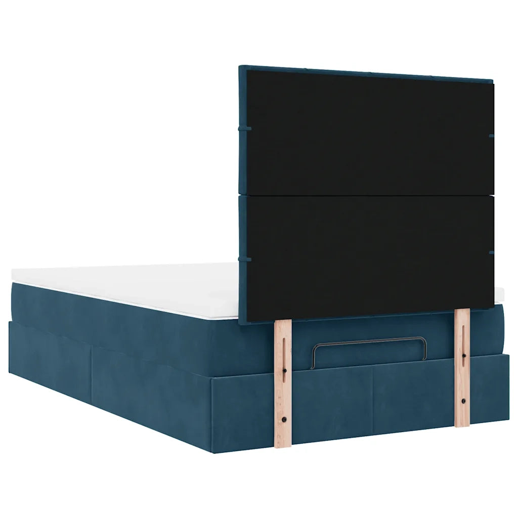 vidaXL Struttura Letto Pouf con Materassi Blu Scuro 120x200 cm Velluto