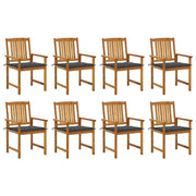 Sedie da Giardino con Cuscini 8 pz in Legno Massello di Acacia cod mxl 23643