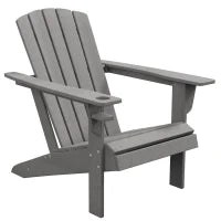 Sedia da Giardino, Design Ergonomico, Resistente alle Intemperie, HDPE, 75 x 87 x 90 cm, Grigio