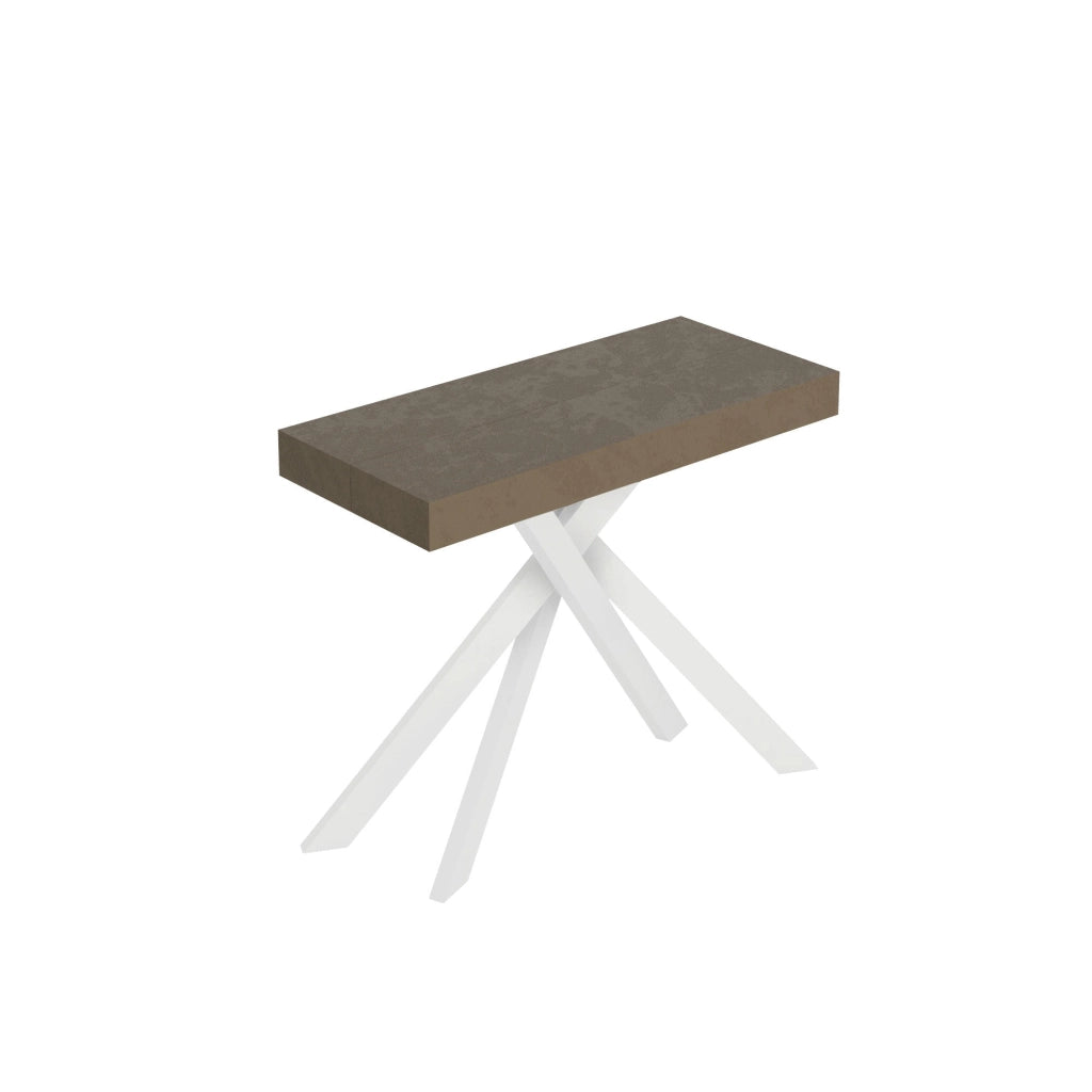 Consolle Allungabile 90-196x40x77 cm Saki Small Tortora Gambe Bianche